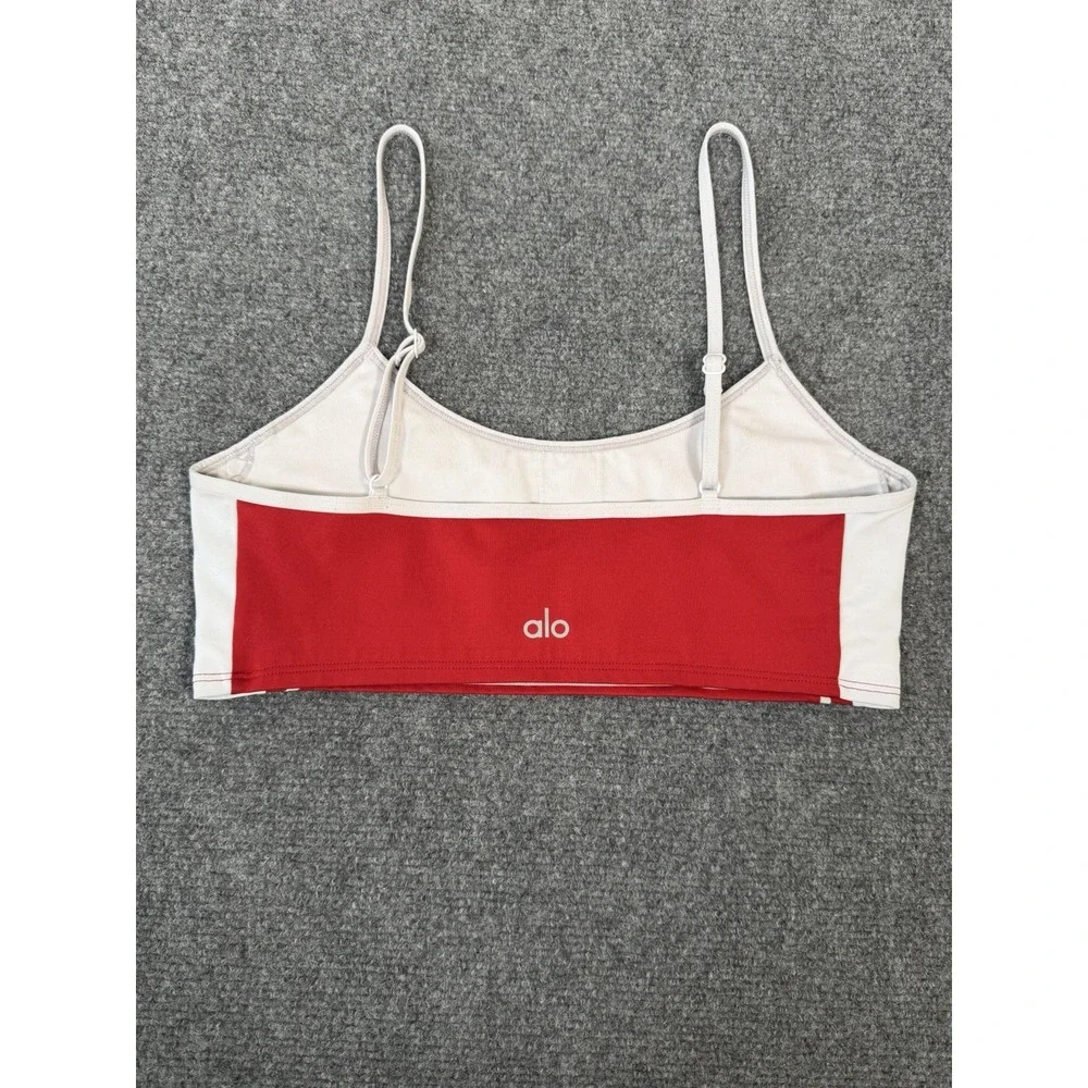 Alo Yoga Airlift Car Club Bra Red White Colorblock Crop Sports Bra Women's M